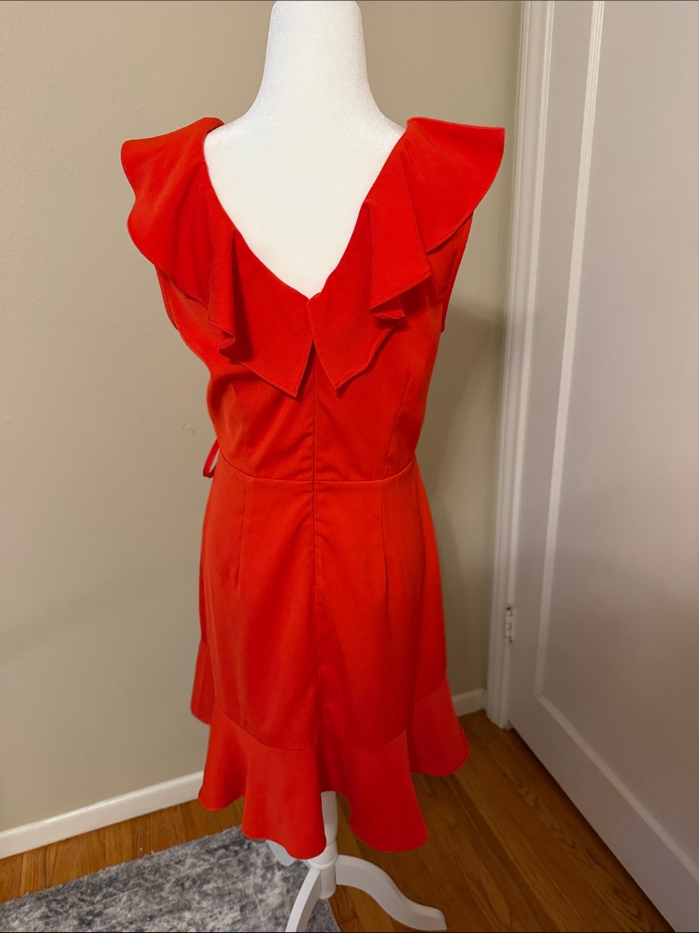 J.O.A. Red Ruffle Wrap Mini Dress - Picture 3 of 4